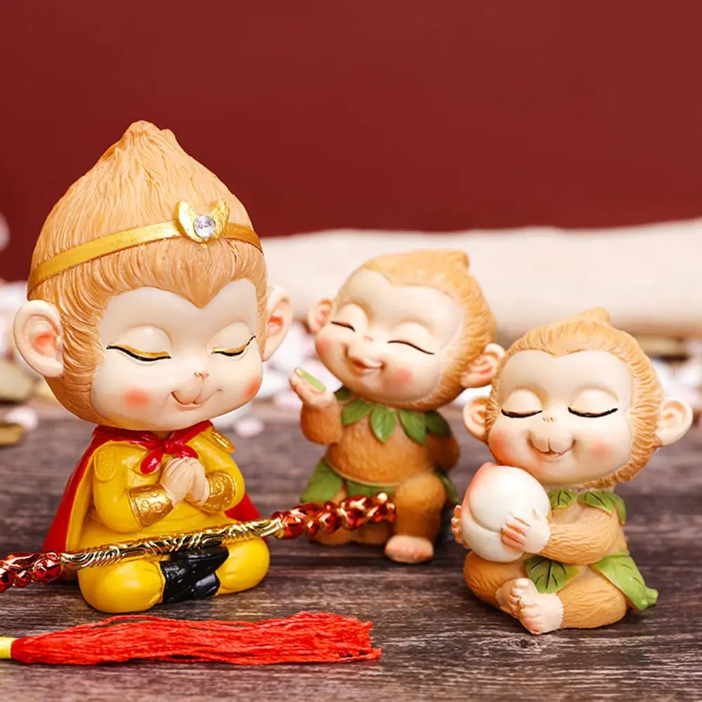 Cute Monkey King Wukong Figure Ornaments Cartoon Model Toys Car Auto Interior Decorative Car Accessories