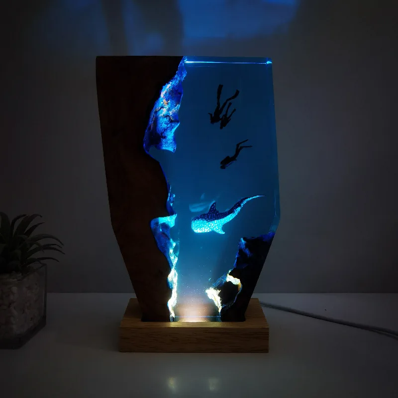 Transparent Ocean Diver Night Light, Desktop Art Decor for Living Room, Birthday Gift for Couples