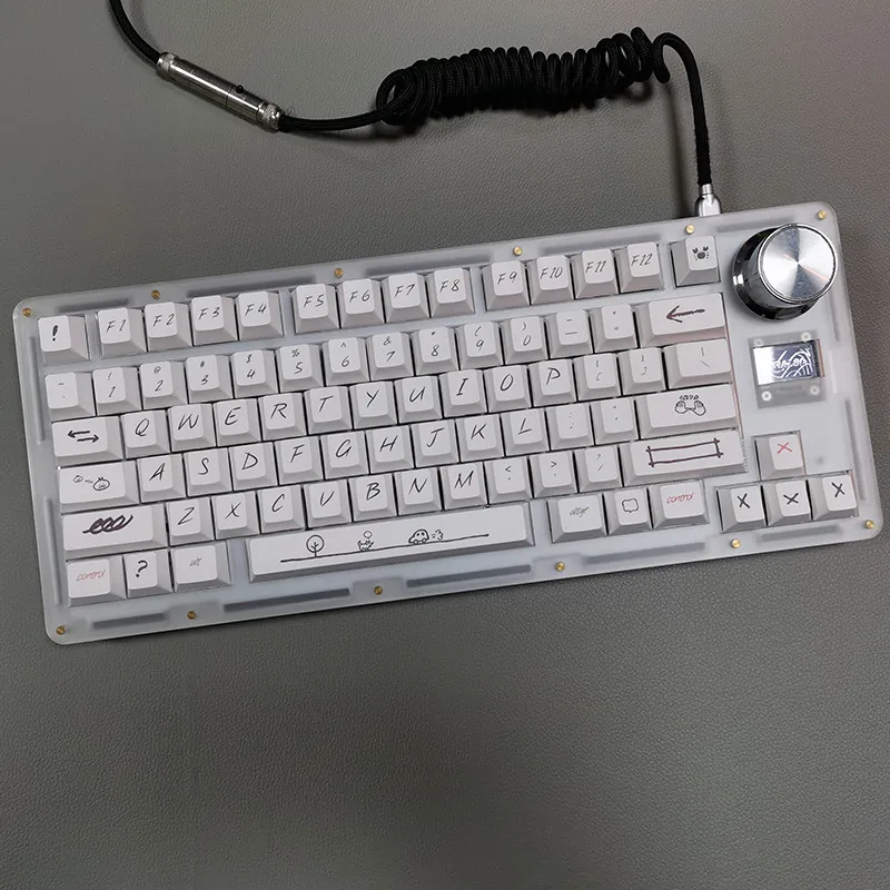 131 Keys Minimalist White Graffiti Style Keycaps For Mx Switch Mechanical Gaming Keyboard Cherry Profile PBT Keycaps DIY Keycap