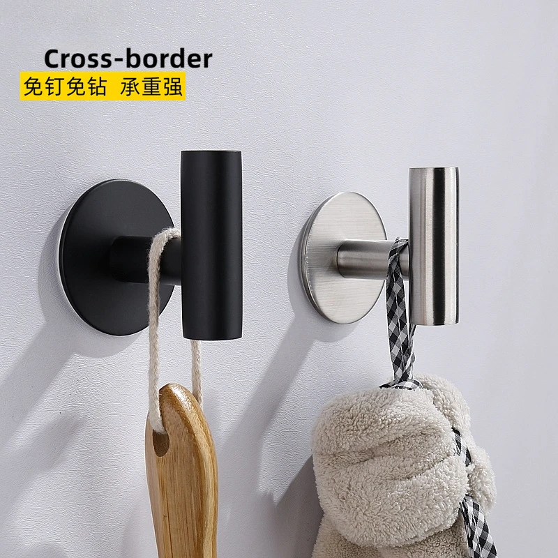 

Stainless Steel Single Hook Coat Hooks Non-punching Hook Wall-mounted Creative Bathroom Metal Coat Hooks