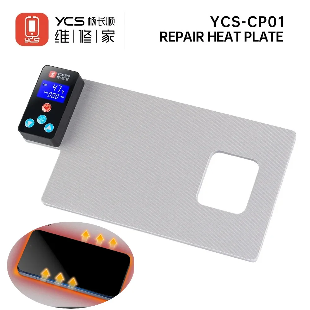 YCS CP01 Universal Disassembly Heating Pad Phone Screen/Back Cover Separator with Camera Protection Hole for iPhone iPad Android