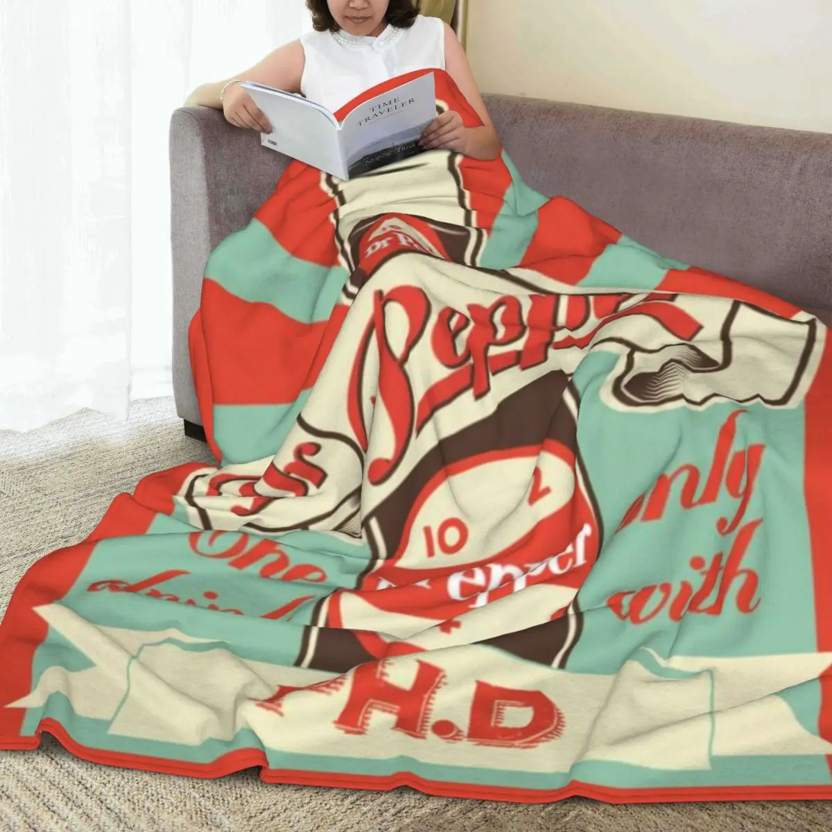 Throw Blanket Vintage Style Dr Pepper Micro Fleece Blanket Four Sizes Fashionable Portable For Bedroom Nice Gift