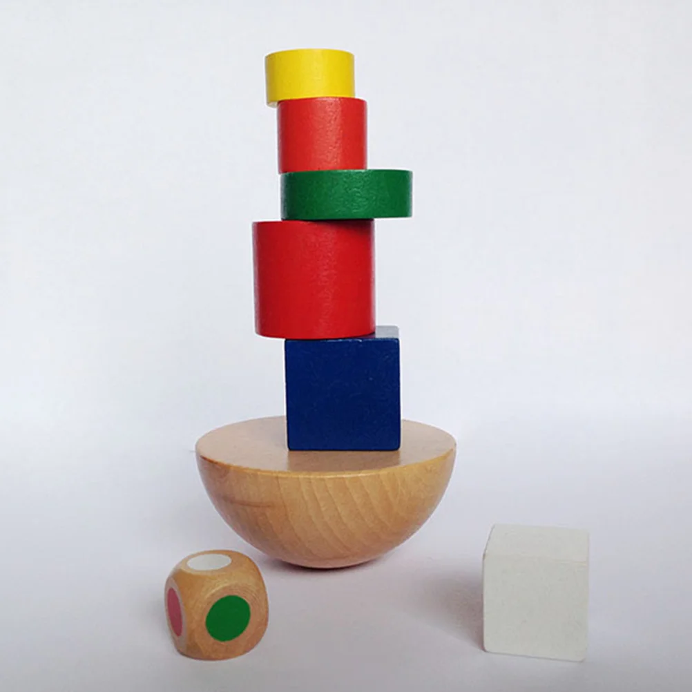 Wooden Hemisphere Balancing Games Stackable Building Blocks Set Playset Toys Educational Toys for Kids Children (Mixed Color)