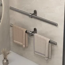 30cm/40cm Metal Towel Rack Creative Self-adhesive Hanger Holder Towel Bar No Drilling Wall Mount Bathroom Shelf