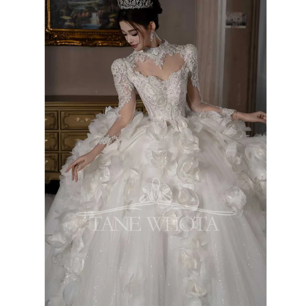 Luxury Detachable Jacket Sweetheart 3D Flower Beaded Sequined Ball Gown Wedding Dress Sexy Customized Novias Vestidos