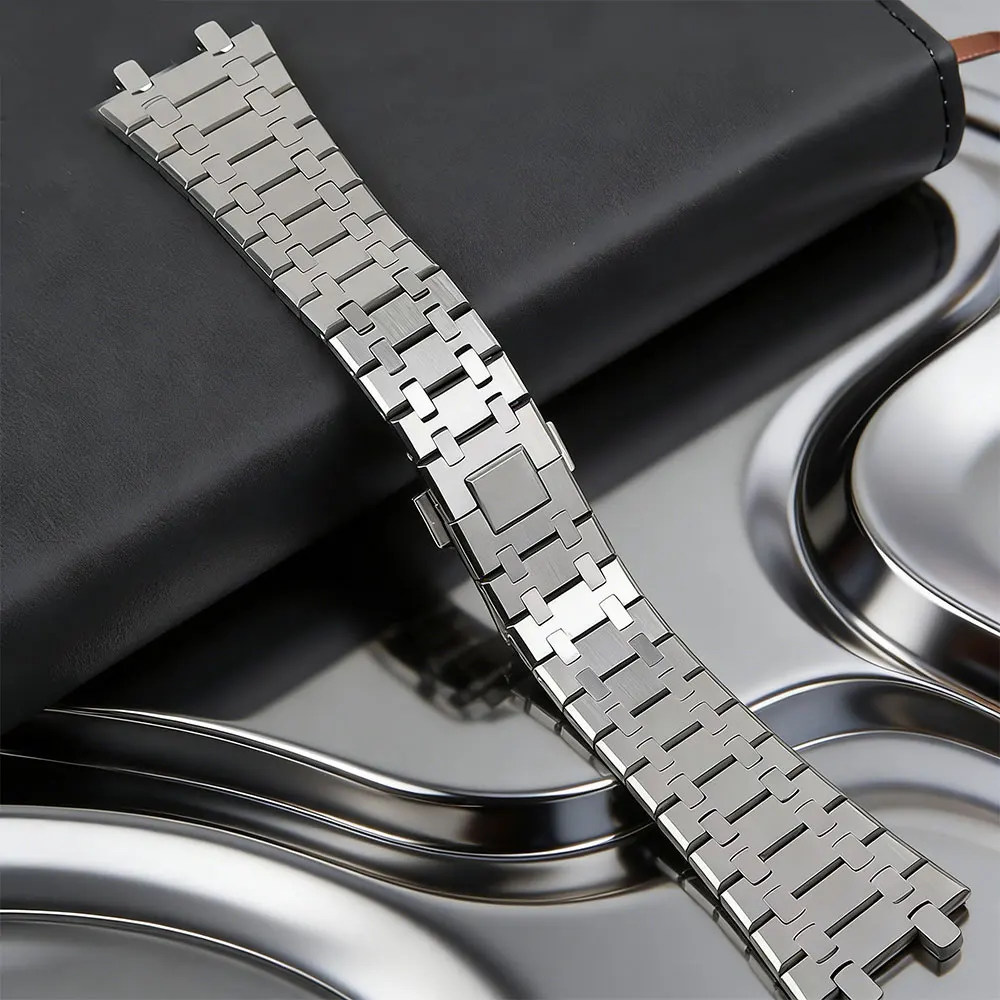 

Серебряный браслет из нержавеющей стали 904 для часов AP 15400 Audemars Piguet Royal Oak, мужские ремешки для часов, 26 мм