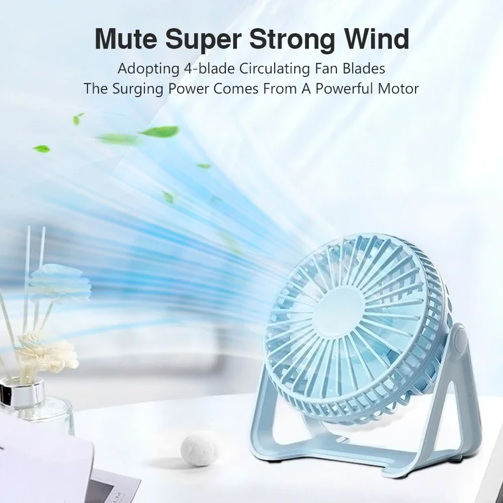 Portable Mini Fan USB Power Small Desk Cooling Fan Super Mute Cooler 360 Degree Rotation Fan for Home Office Travel