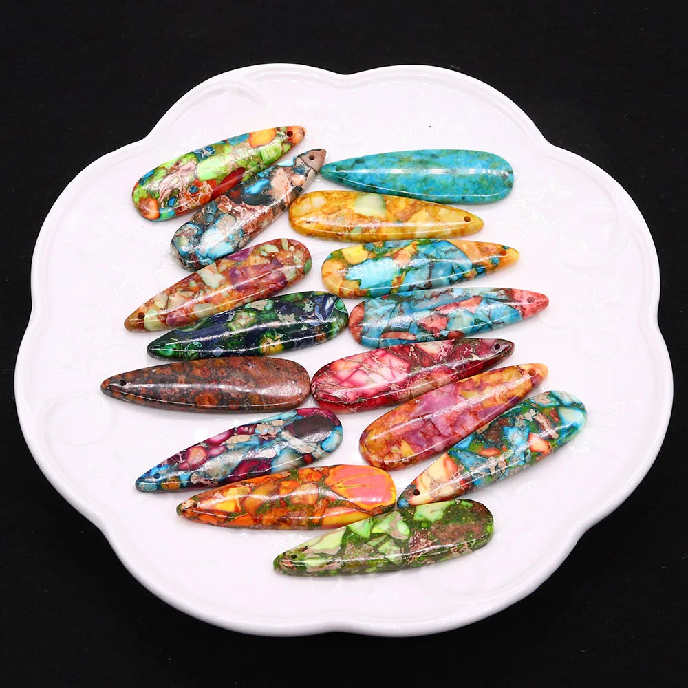 

Natural Colored Semi-Precious Stone Pendant Teardrop-Shaped Single-Hole Imperial Stone Loose Bead Handmade Jewelry Component 1pc