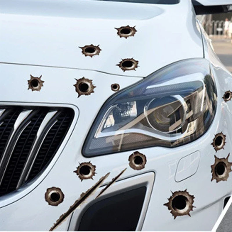 New Car Simulation Bullet Hole Scratch Car Waterproof Sticker FOR Suzuki SX4 SWIFT Alto Liane Grand Vitara