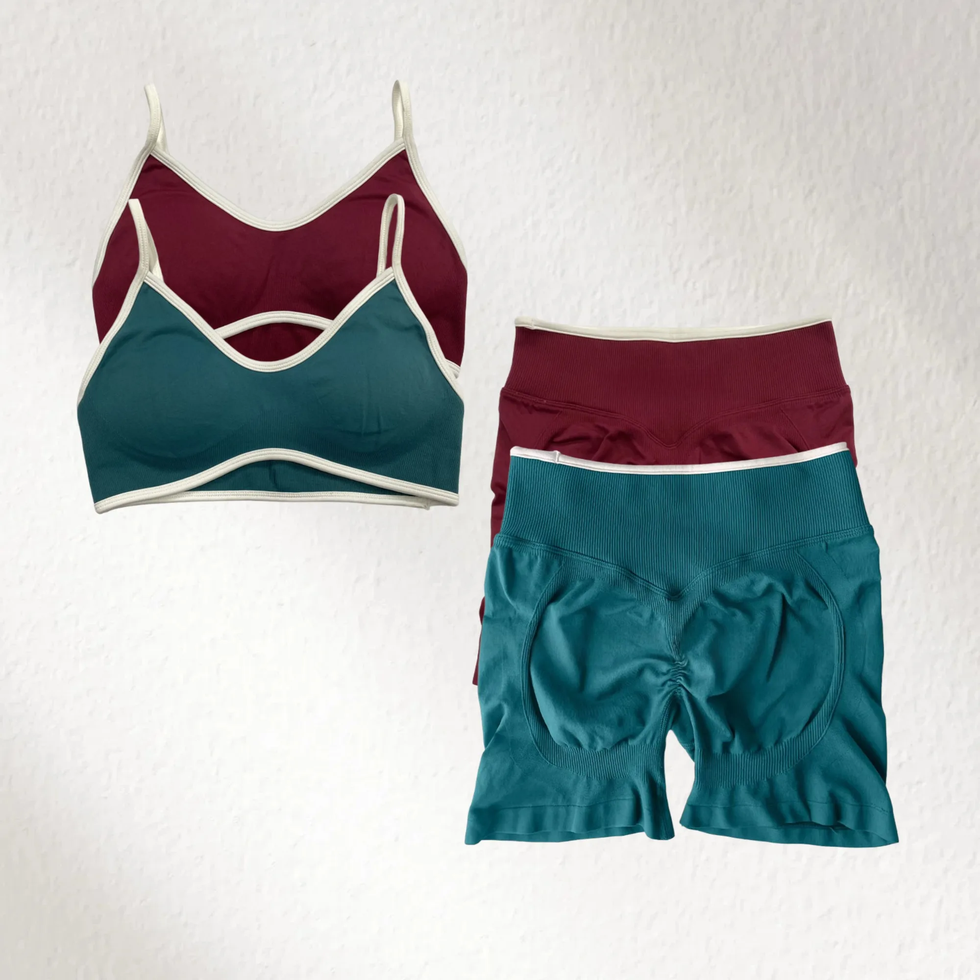 

Two-piece Set 2025 Fashion Sports New Seamless Tight Contrasting Bra Slim and Thin Gym Women's Yoga Clothes Bra Shorts