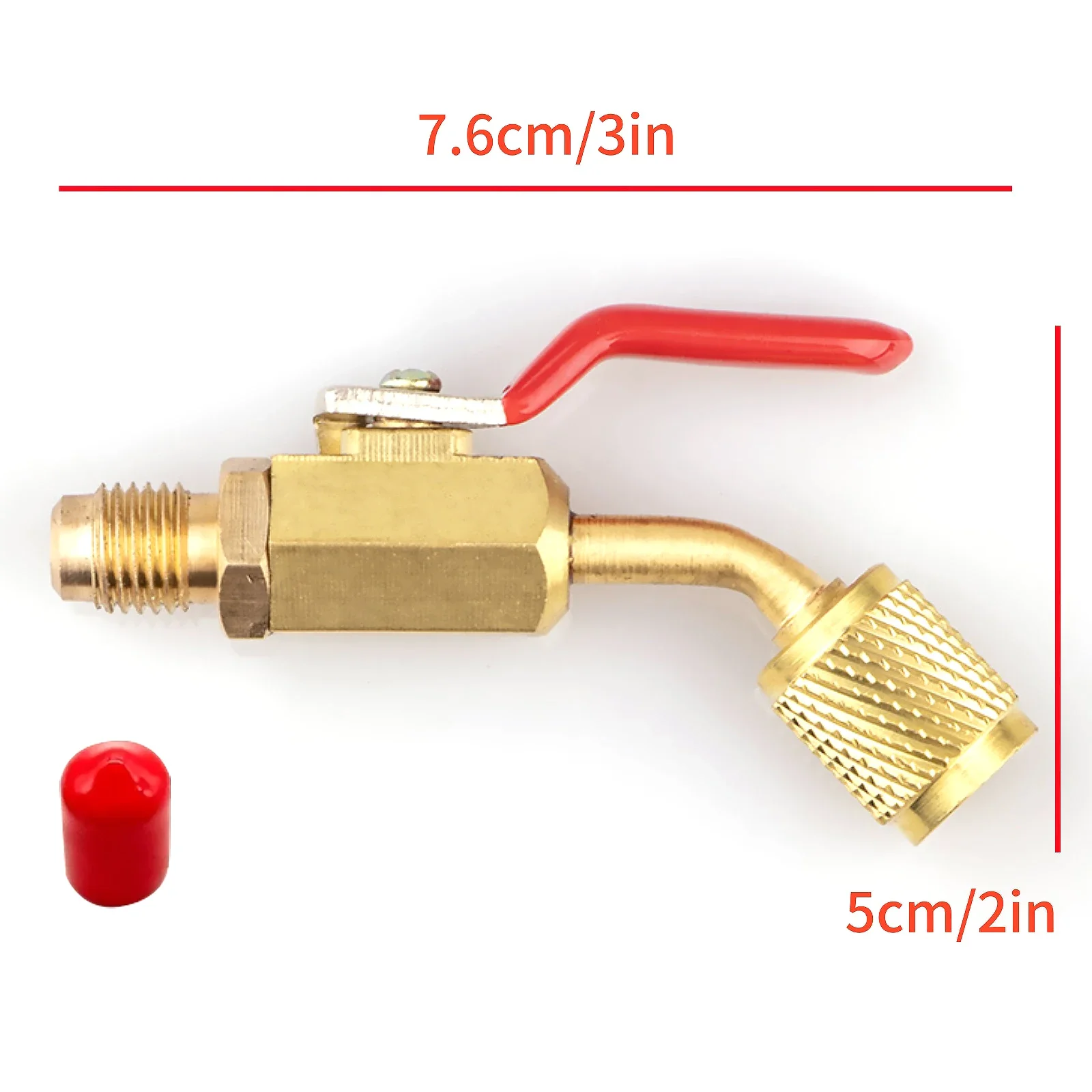 3Pc Refrigerant Ball Valve Brass Air Conditioning Refrigerant Shut-Off Valve Connecting to Hose Refrigeration Tool R410A Adapter