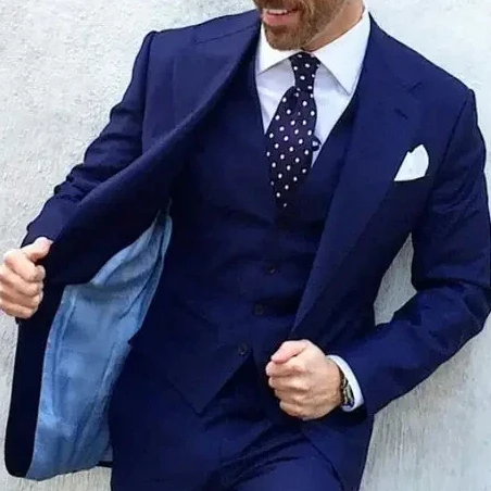 

Tailored Blue Men Suit Formal Wedding Suits For Men Slim Fit 3 Piece Gentle Groom Tuxedo Custom Prom Blazer Sets Terno Masculino