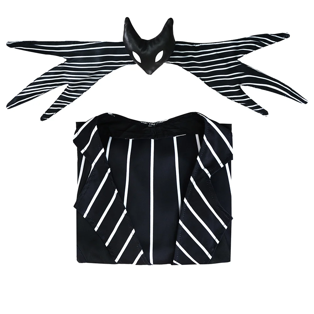 كابوس تأثيري قبل عيد الميلاد جاك فستان مخطط أسود ربطة القوس فيونكة ملابس هالوين تمويه زي كرنفال فستان الحفلات