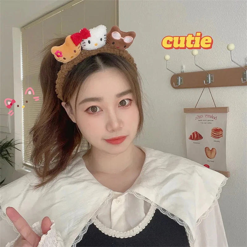 Cartoon Plush Hairband para Crianças, Kt Cat Headband, Acessórios para Cabelo Kawaii, Headdress, Wash Face, Elastic Hairband Presentes, Moda