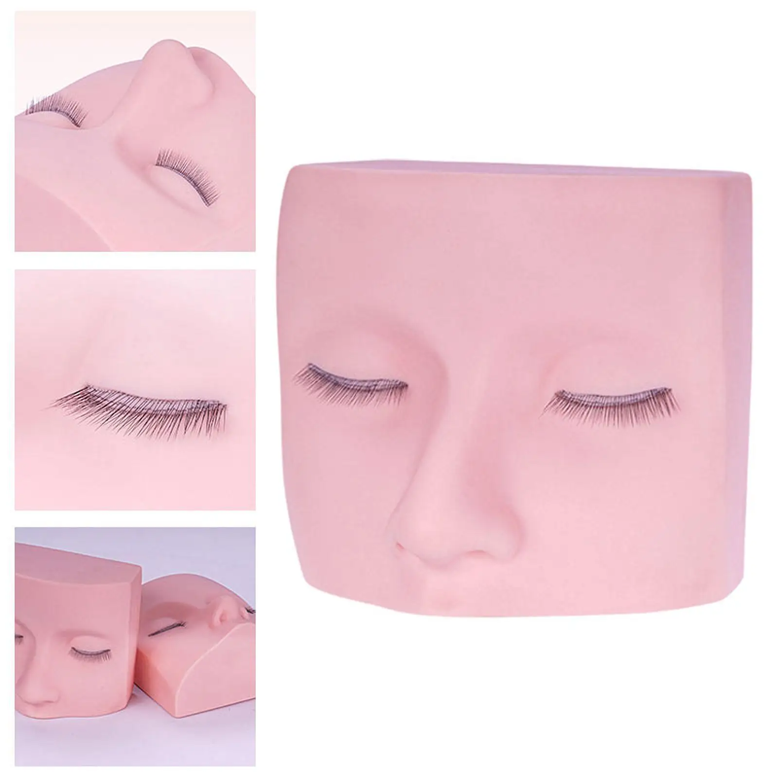 

Eyelash Mannequin Head Face Flat Head Portable Replaceable Eyelids Silicone Anti
