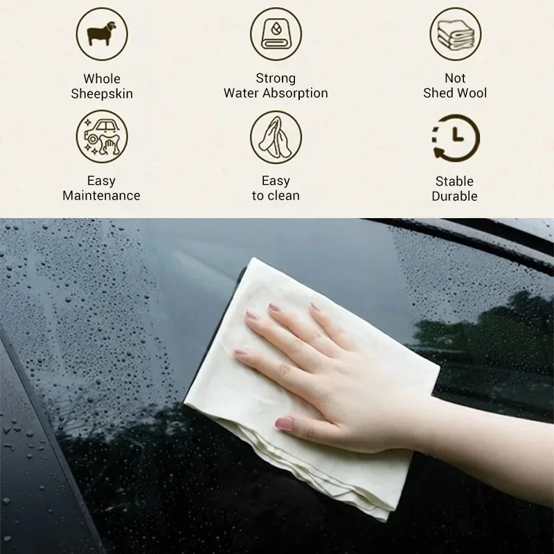 Car Care Cleaning Cloth Genuine Sheepskin Wash Rag Suede Ultra Absorbent Quick Dry Towels for Car Wash Without Leaving Any Marks