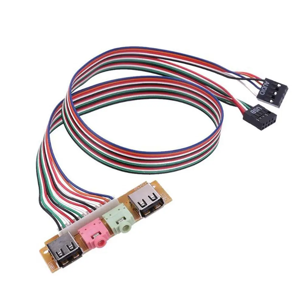 USB Audio Port 6.8CM 2 USB Ports Mic Earphone Cable Audio Jacks Port Motherboard Expansion Card Front Panel Computer Case Panel