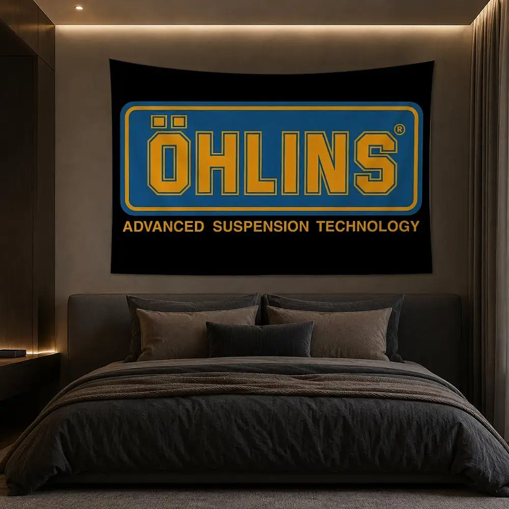 O-Ohlins Racing Car Modification Tapestry Bedroom Living Room Bar Party House Home Dorm Interior Wall Decor Background Banner