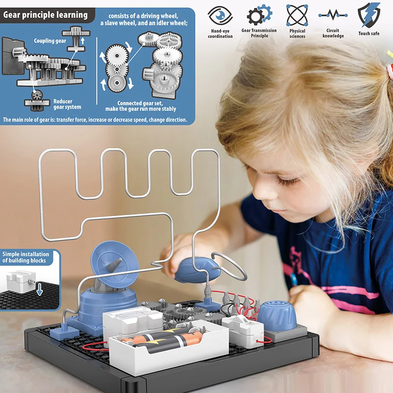 Juego de STEM de experimento electrónico de circuito para niños DIY, juego de juguetes de ingeniería autoconstruida, exploración de sonido de luz y