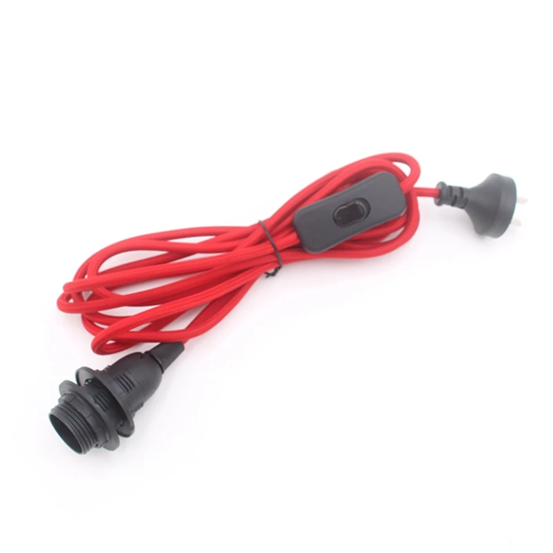 التيار المتناوب 240 فولت الاتحاد الافريقي التوصيل سلك الطاقة القماش مضفر كابل مع مفتاح مضمنة E14 حامل المصباح تركيبات #6