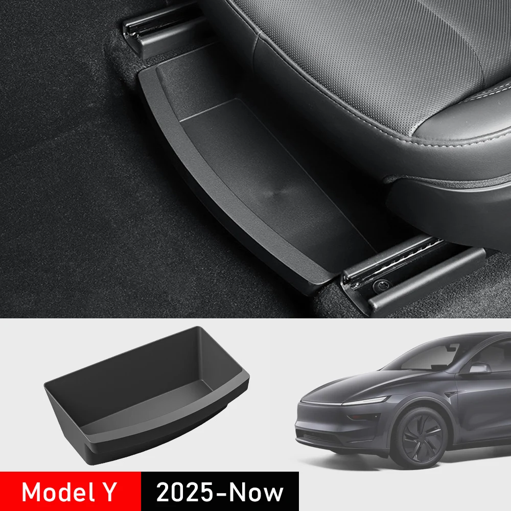 

For Tesla New Model Y 2025 Launch Juniper Front Seats Under Seat Drawer TPE Storage Box Underseat Organizer Travel Accessories