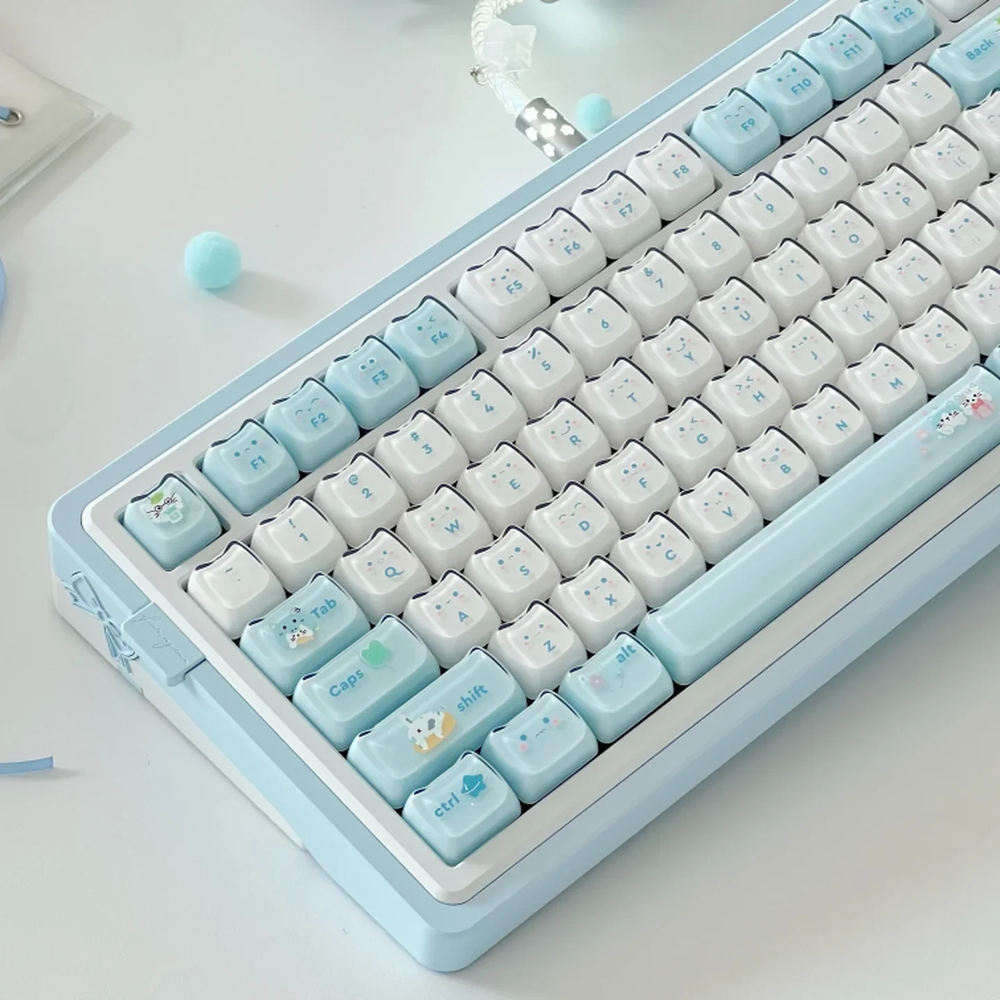 Jelly Kitten Paradise Keycaps MAO Profile ABS+PC Round Ball Keycaps For MX 61/64/68/75/84/87/96/104/108 Mechanical Keyboard