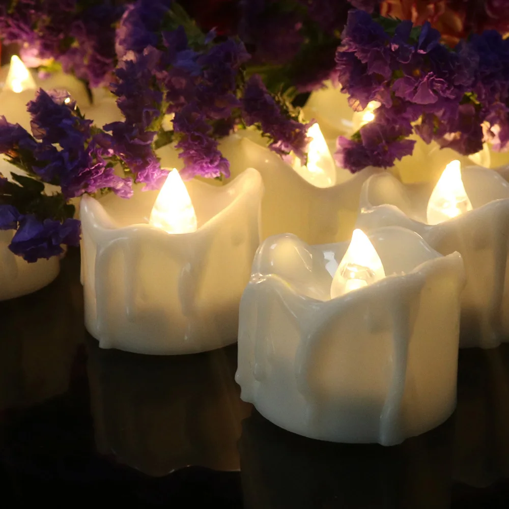 12Pcs/Set Flameless LED Candle Light Flickering Creative Wishing Led Tea Light Warm White Flameless Candle Light Christmas Decor