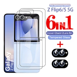 6in1 Shatterproof Tempered film For Samsung Z Flip 6 5 protective glass Galaxy Z Flip6 Flip5 Lens screen protector ZFlip6 ZFlip5