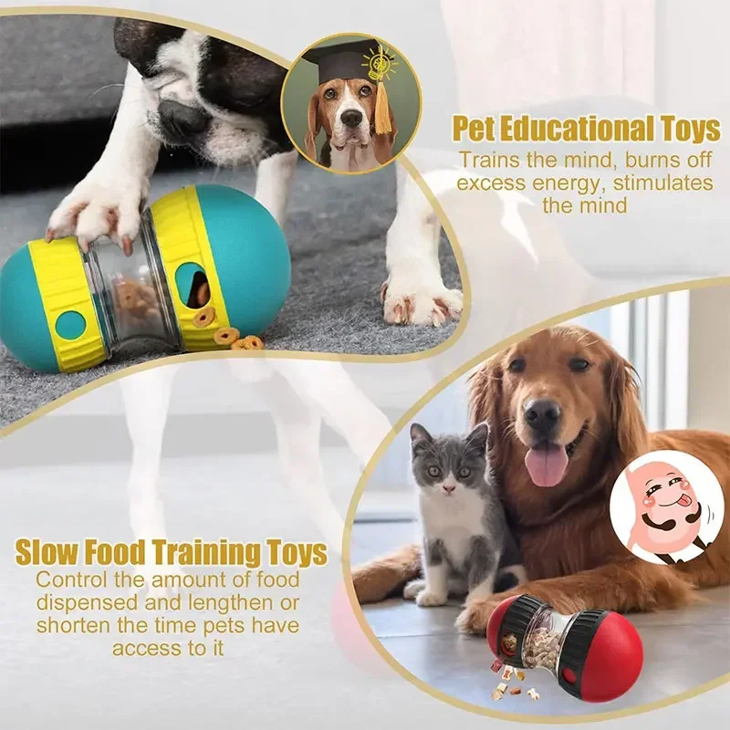 Dog Toy Tumbler Leaky Food Ball Elliptical Track Rolling Ball For Small Medium Large Dogs Sturdy Durable Interactive Pet Toys