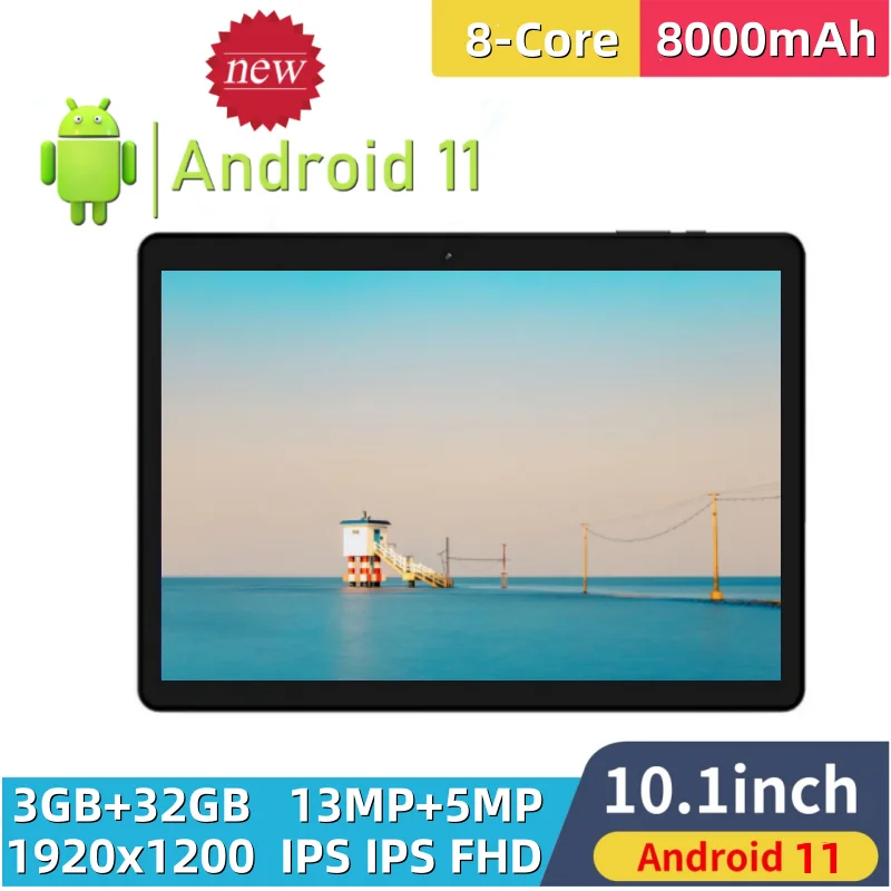 

1920x1200 IPS 10.1 INCH Android 11 Tablet SC9863 Octa-Core Dual Camera 3GB RAM 32GB ROM Type-C 8000mAh Battery