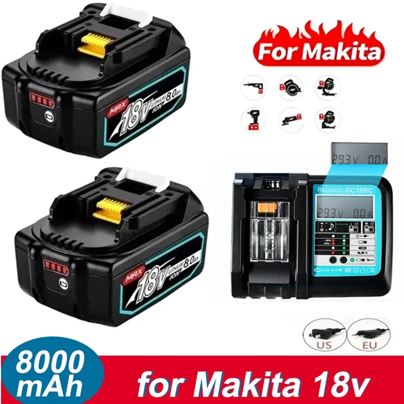 Latest Upgraded BL1860 Rechargeable Battery 18V 8000mAh Lithium for Makita 18V Battery BL1840 BL1850 BL1830 BL1860B LXT 400