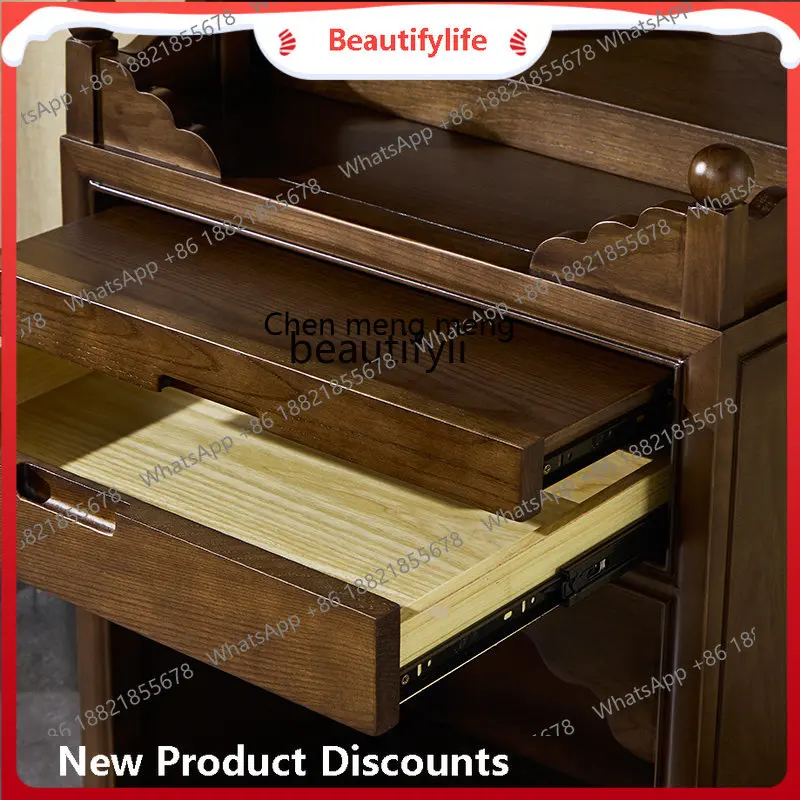 scn8617 Three-Layer Buddha Niche Solid Wood Altar Cabinet Home New Chinese Style Clothes Closet Worship Table
