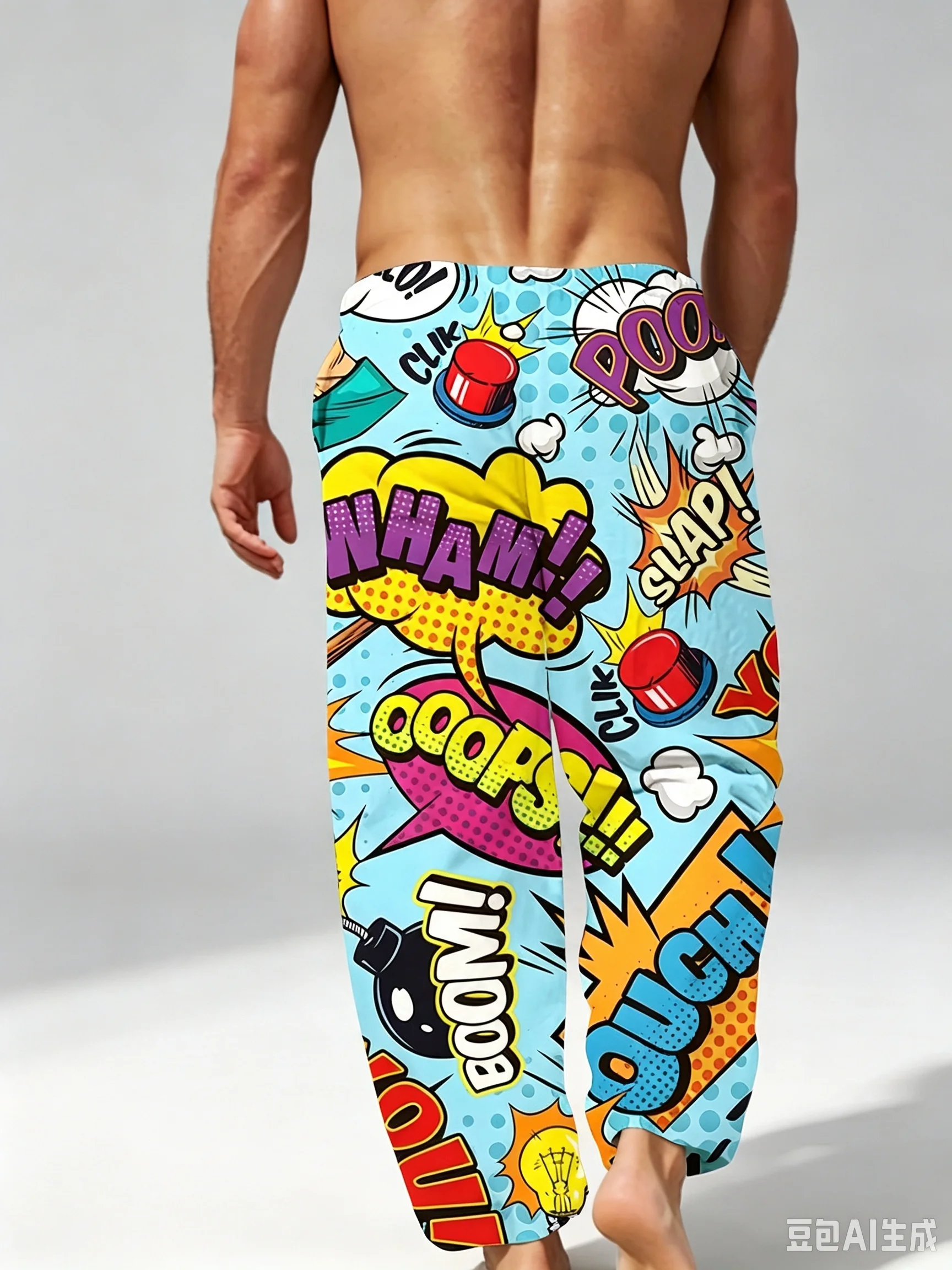 Pantalones Cortos Largos de Verano para Hombre, Pantalones de Playa con Cordón Elástico en la Cintura y Bolsillos Delanteros,
