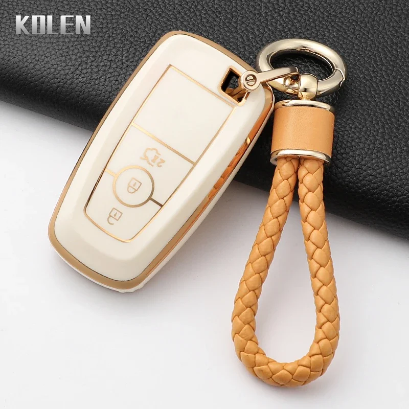 For Ford Fusion Mustang Kuga Ecosport Explorer F-150 F-250 F-350 F-450 F-550 Raptor F150 Fashion TPU Car Key Case Cover Keychain