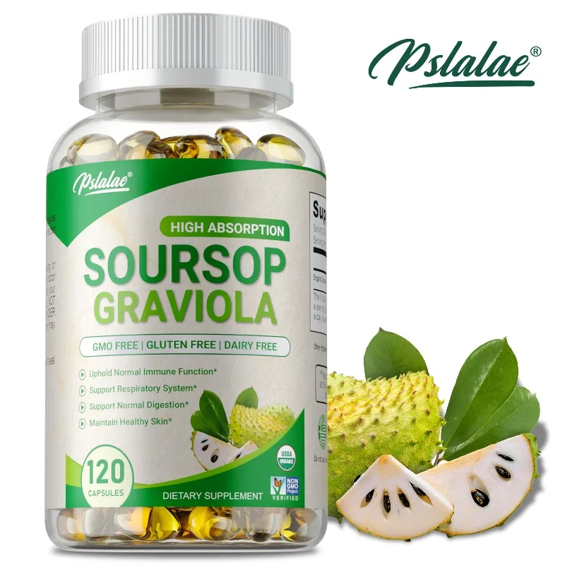 

Soursop Graviola Capsules - Increases Energy, Improves Mood, Promotes Digestion and Cell Health, Supports Respiratory Health