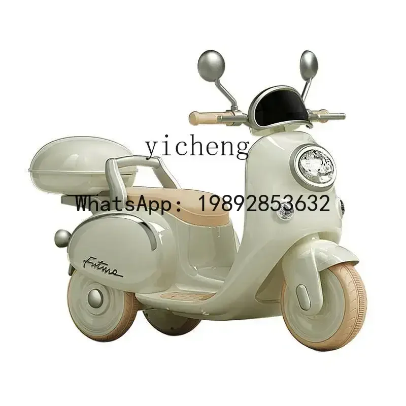 AE  Electric Car Motorcycle over Can Sit Child Baby Three Wheels Remote Control Toy Car