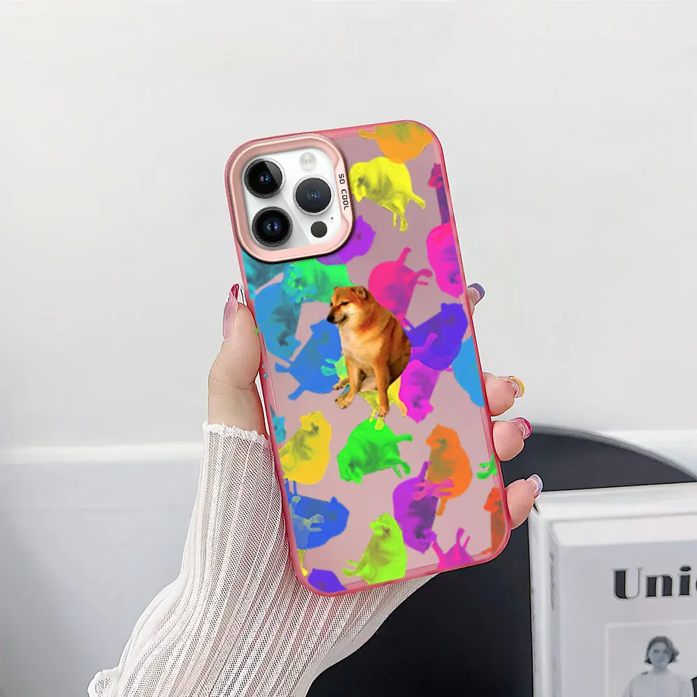 Cheems Doge Funny Meme Doggy Phone Case for iPhone 12 11 13 14 15 16 Pro Plus IMD Plating Cover