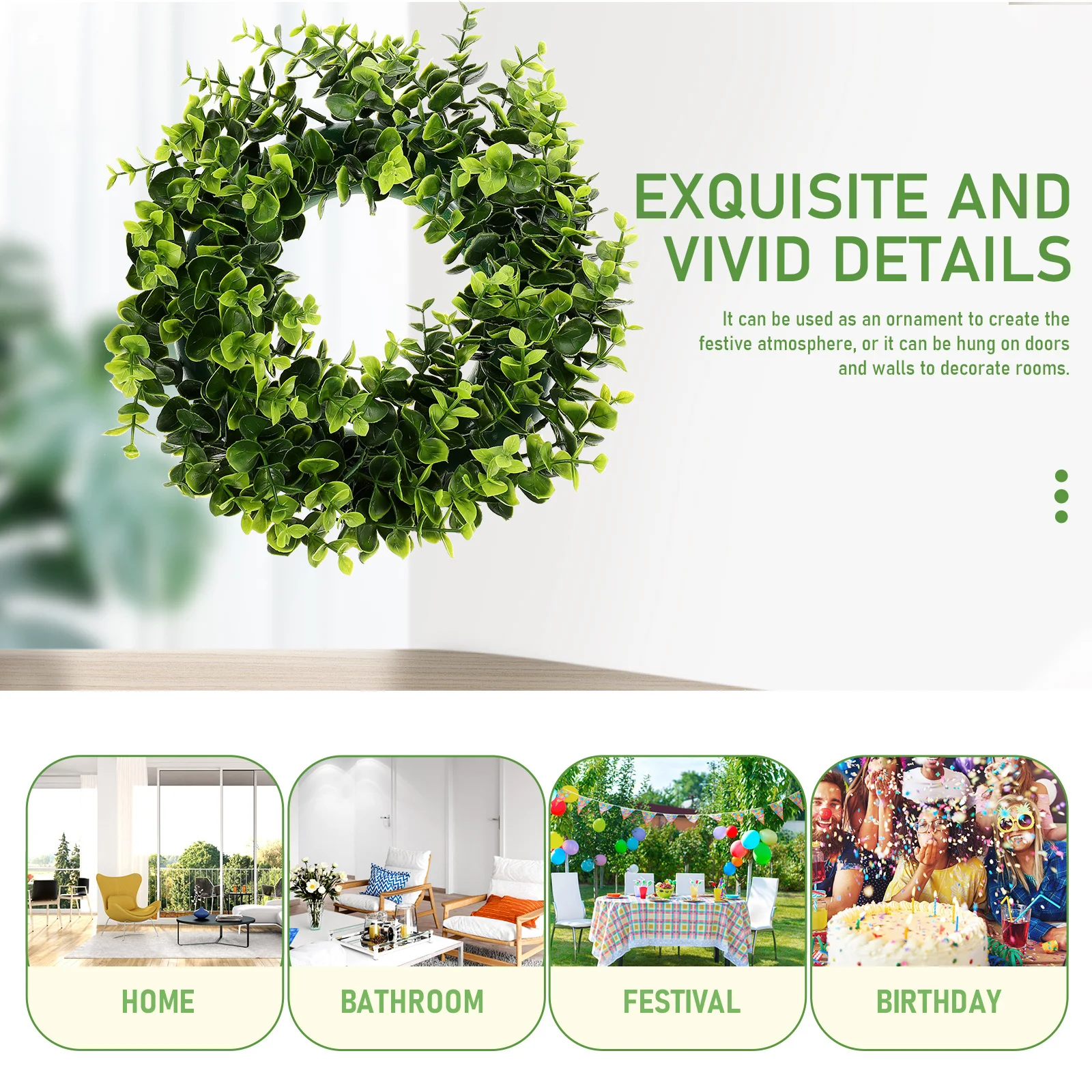 

1pc Simulation Eucalyptus Wreath Premium Artificial Leaf Garland For Front Door Home Wedding Spring Festival Decor Outdoor