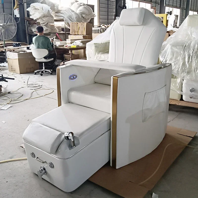 

Hot sale beauty salon equipment electric white foot spa pedicure chair with light surfing function suitable for nail saloon