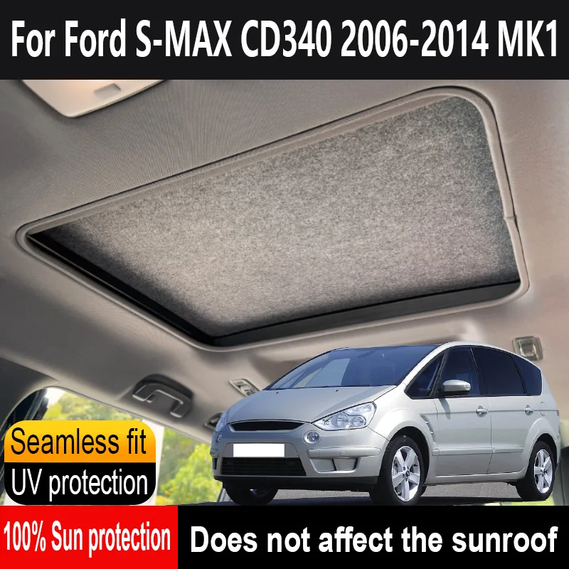 

Car Panoramic Sunroof Insulation Roof Visor For Ford S-MAX CD340 2006-2014 Anti-UV Electrostatic Adsorption Sky Curtain Sunshade