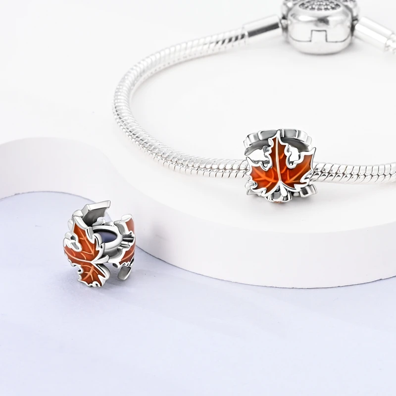 925 Silver Color Fashion Squirrel Maple Leaf Honey Autumn Series Charms Bead Fit 3mm 925 Original Bracelets Fine DIY Jewelry