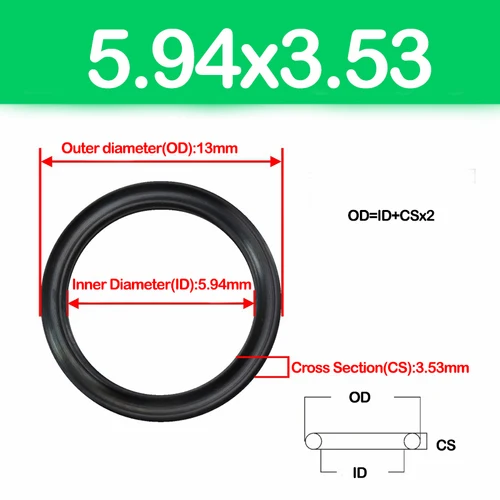 Imagen 2 del producto CS WD 3,53 mm, anillo en X NBR negro, anillo de sellado de cuatro labios, caucho de nitrilo, para cilindros hidráulicos, varillas de pistón. Diámetro interior 4,34-456,06 mm