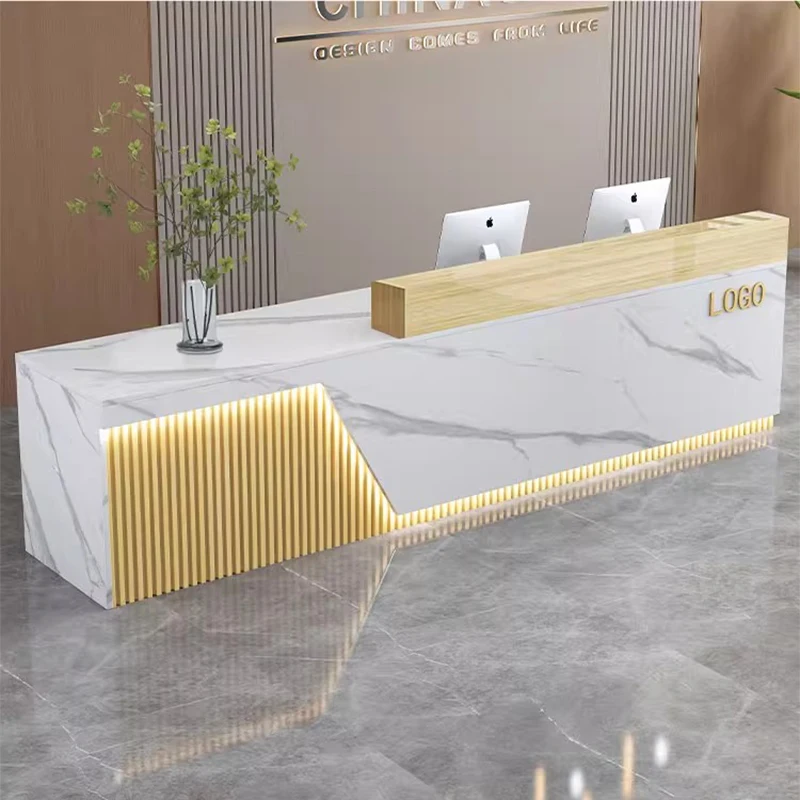 

Customized Creative Reception Desk Senior Salon Professional Commercial Bar Counter Glamour Simple Rezeption Office Furniture
