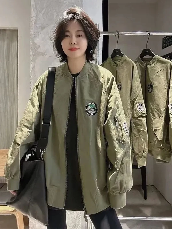 

Корейское универсальное свободное длинное длинное пальто с мячом, женское европейское весеннее новое модное повседневное пальто на молнии, модное