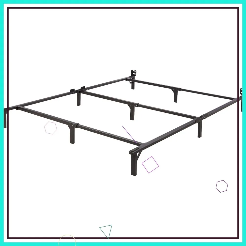 

Queen Metal Bed Frame with 9-Leg Base, Tool-Free Assembly, Black Finish for Box Spring and Mattress