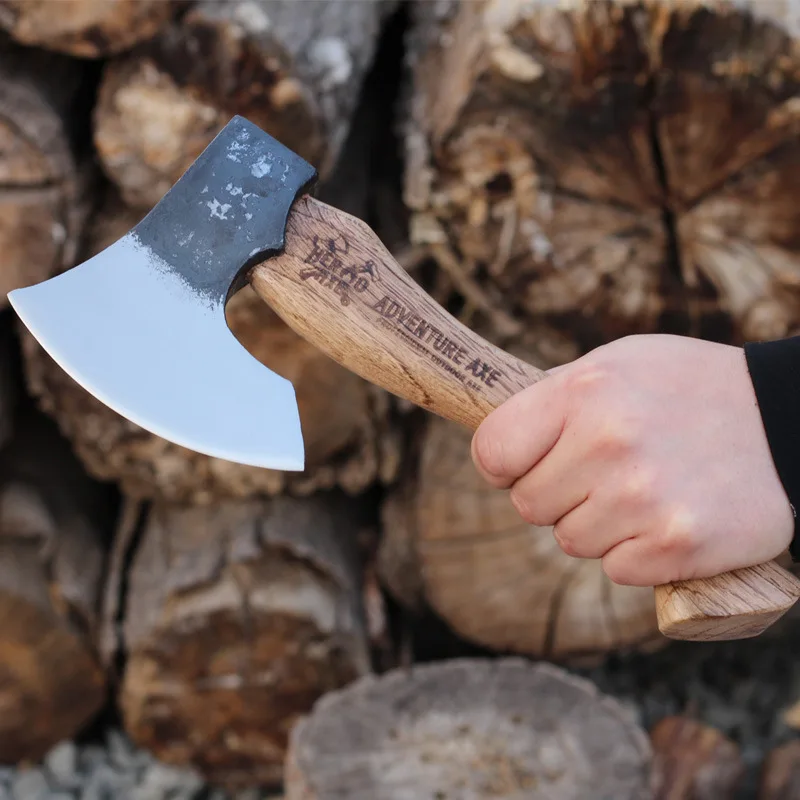 27cm Oak Wood Forged Axe for Chopping Firewood Outdoor Camping Emergencyl 2