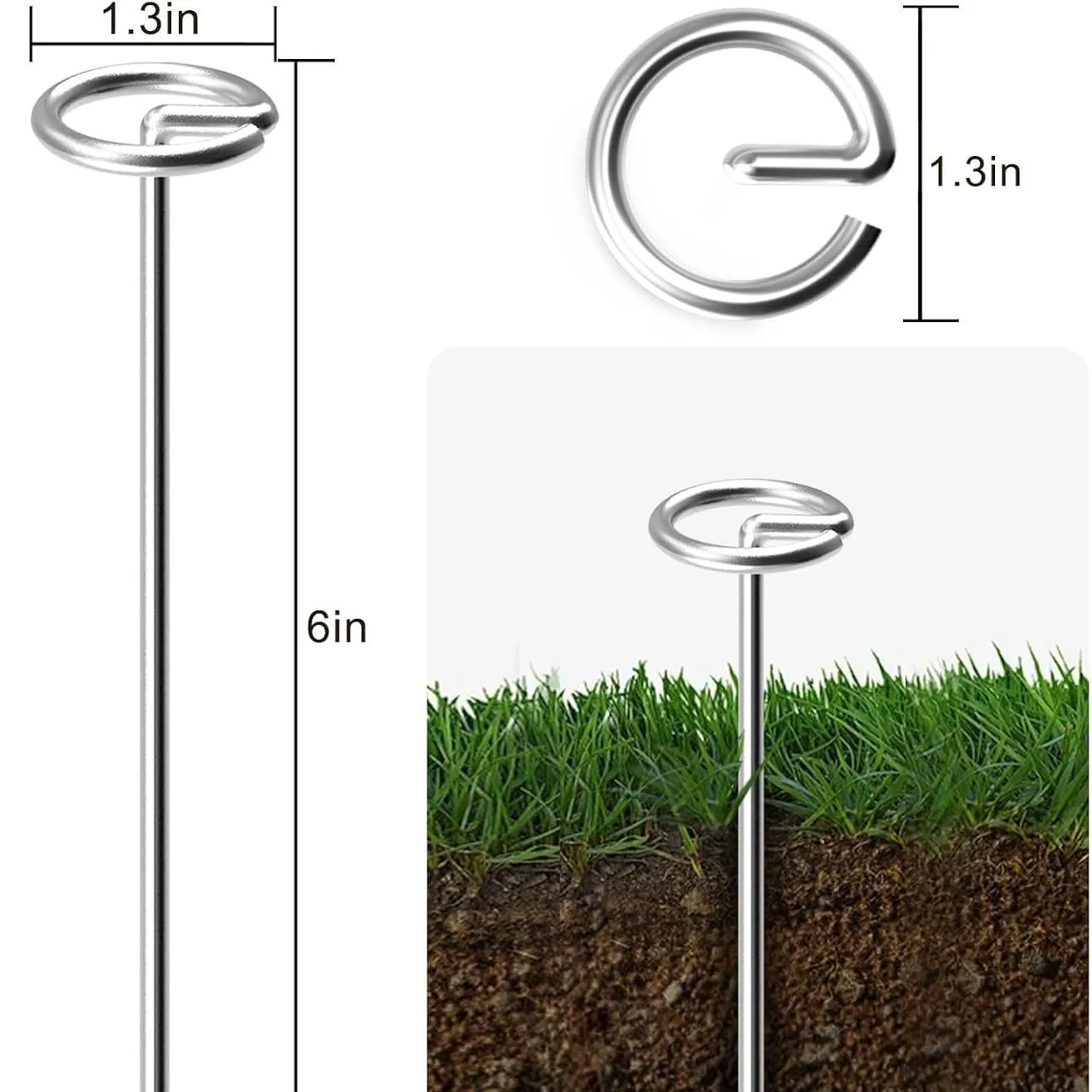1/100pc 6 Inch Round Top Landscape Staples Heavy Duty Garden Stakes Ground Pins for Weed Mat