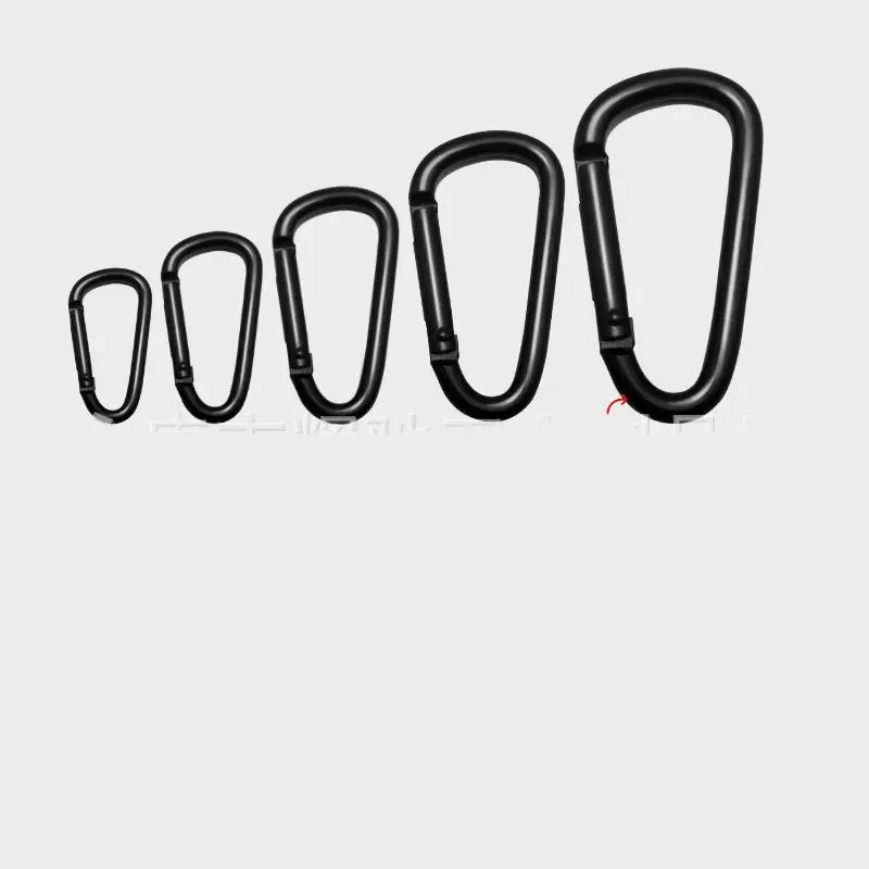 5PCS Versatile Black Type D Hook Outdoor Hiking Buckle Durable outdoor Spring Snap Clip Water Bottle Hooks Keychain Tool