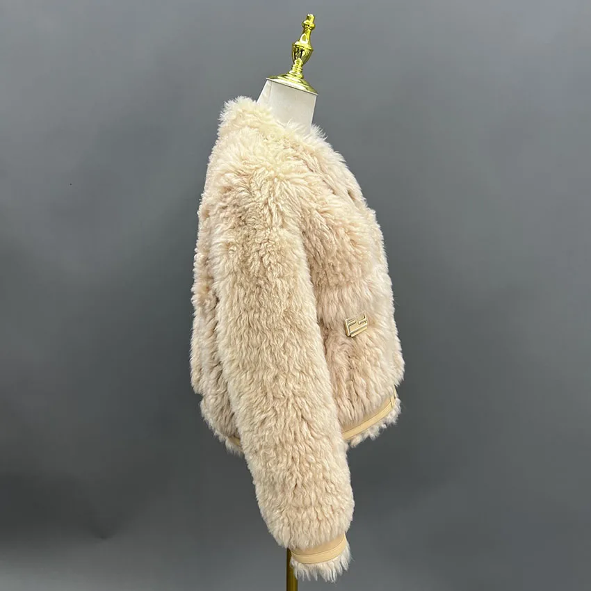 Janefur Winter Kurze Lammfell Mantel Verdickt Lamm Wolle Pelzmantel Weibliche Warme Weiche Schaffell Mantel Flauschigen JFB9-25012