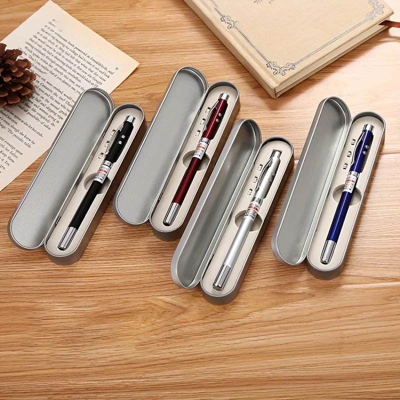 

4-in-1 Retractable LED Flashlight with PPT Laser Pointer Multifunctional Focusable Beam Light for Outdoor Camping Presentation